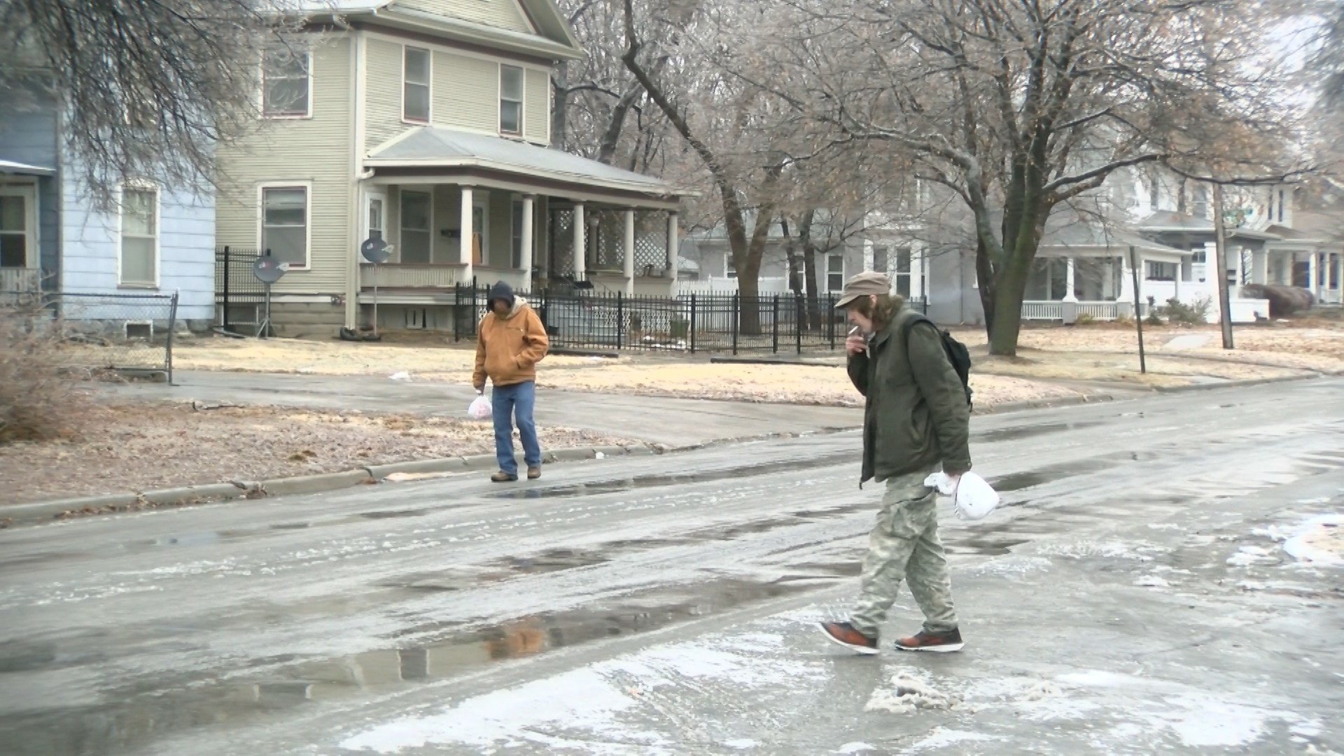 Sidewalks and side streets remain icy