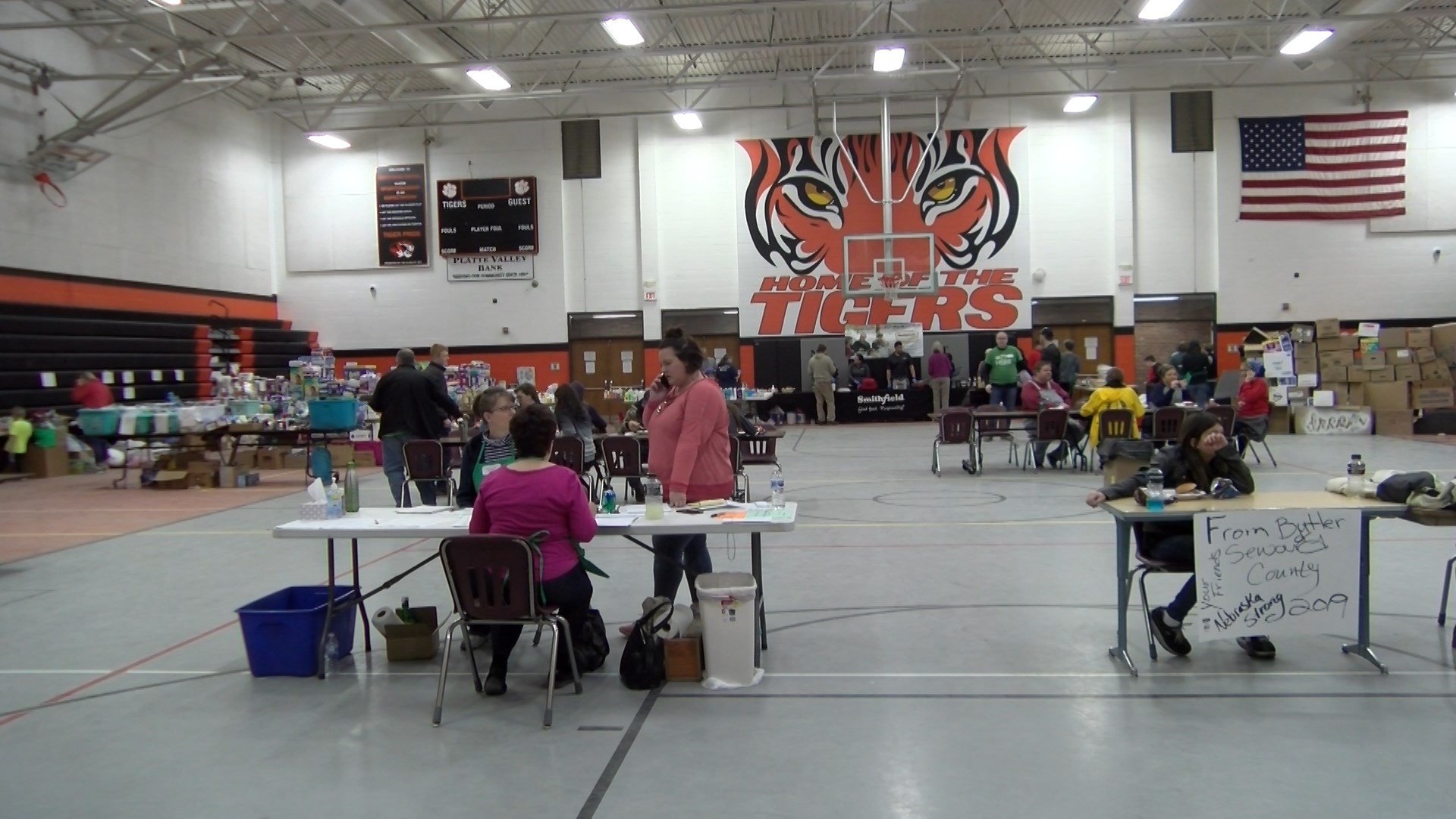 North Bend Central High School serves as the command center to help clean up after the flood
