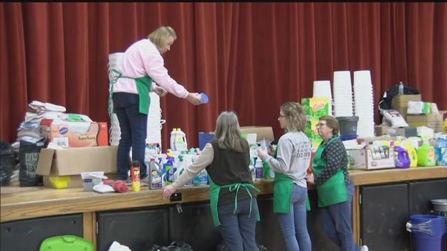 North Bend Central High School serves as the command center to help clean up after the flood