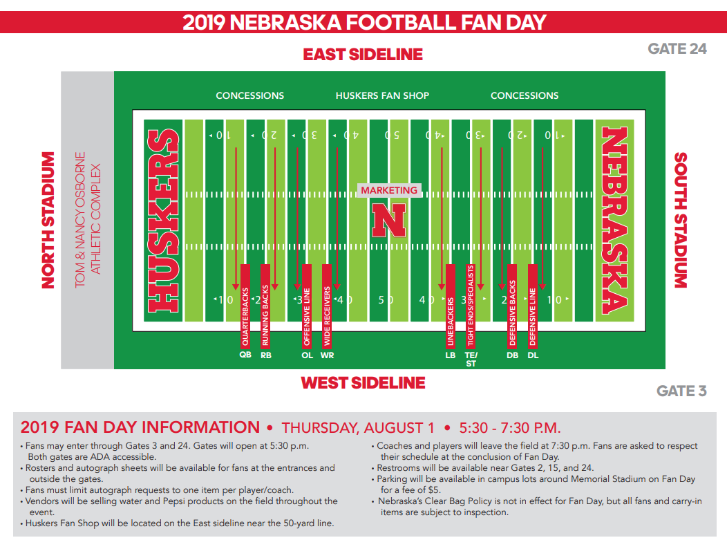 Nebraska Fan Day information and map
